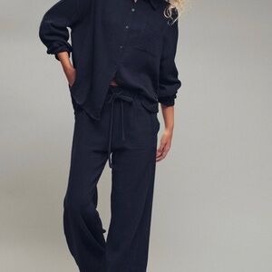 cotton top wide leg pant lounge set